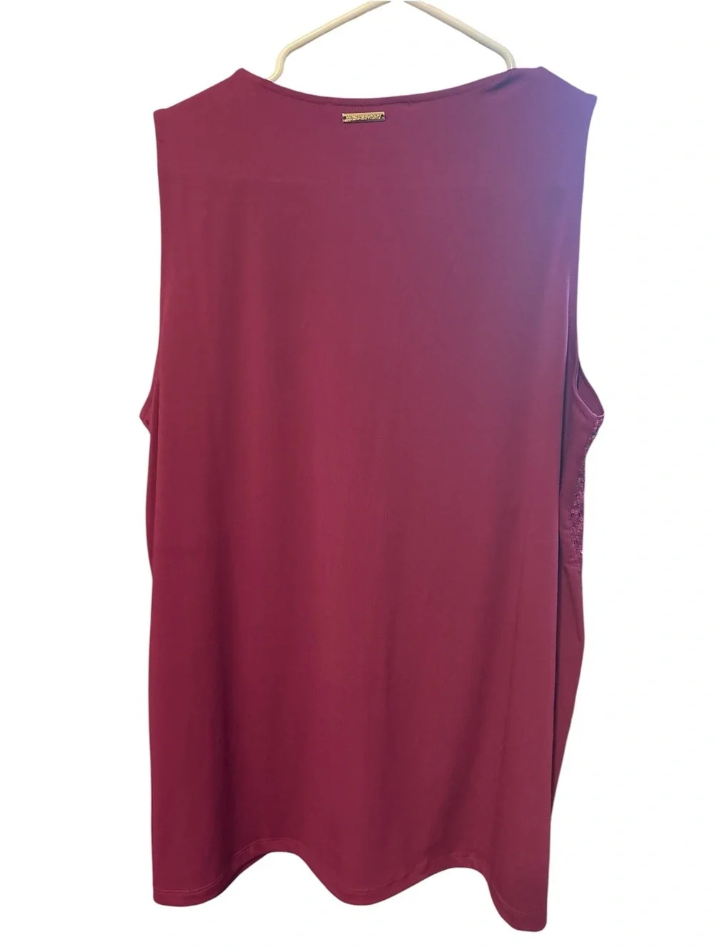 Michael Kors Fuchsia Satin-Look Tank with Gold Logo Plate